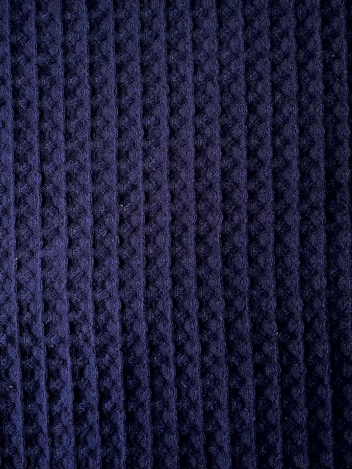 Вафельный детский халат синий
